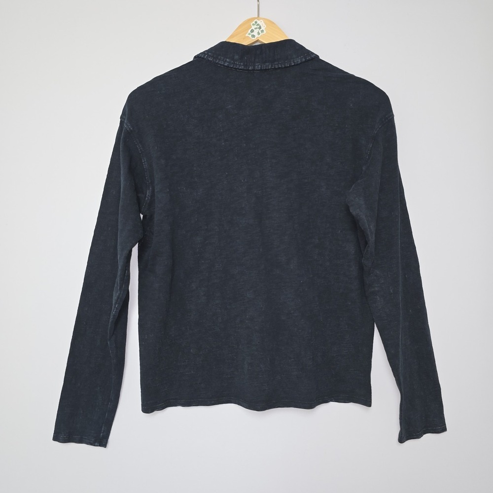 Carve Designs Mara Polo Top Shirt Slub Knit Size L Navy Organic Cotton Womens - Picture 4 of 9